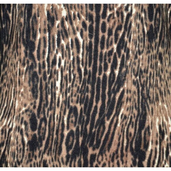 Carmen Mark Valvo Cheetah Animal Print Thin Knit Sweater Beaded Neckline Size S - Picture 4 of 10